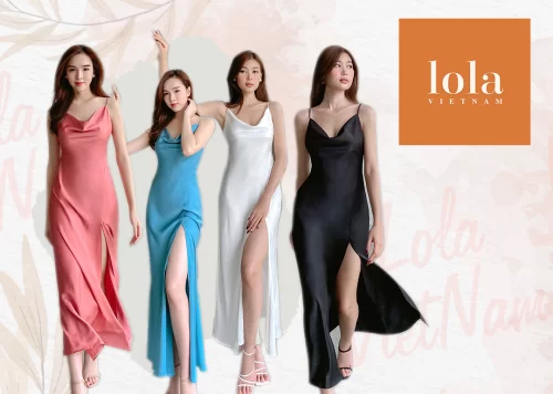 Boat Neck Side Slit Midi Dress_LO76.12_LOLA Brand_เดรสสายเดี่ยวคอปล่อย-อ่อนโยนหรูหรา