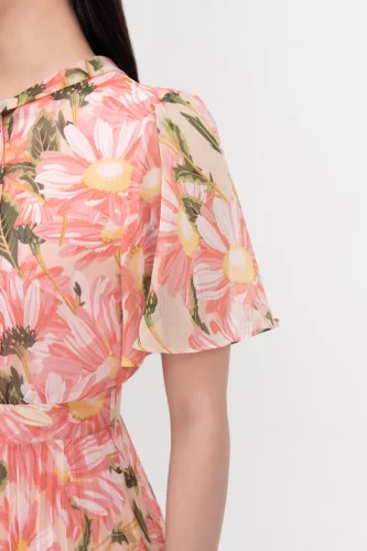 Floral Pattern Pleated Midi Dress_IV115.2_IVY MODA Brand_เดรสพลีทลายดอกไม้