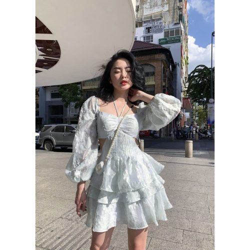 Rosalie 3D Ruffle Mini Dress_LO76.7_LOLA Brand_เดรสหงส์ดอกไม้ 3 มิติ – Rosalie Dress – Lola Vietnam อ่อนโยน เซ็กซี่ และมีเสน่ห์