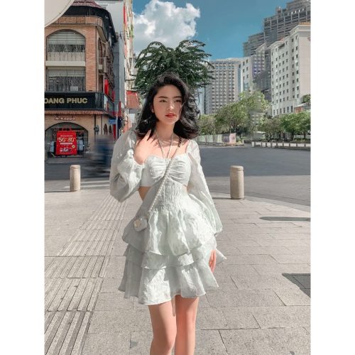 Rosalie 3D Ruffle Mini Dress_LO76.7_LOLA Brand_เดรสหงส์ดอกไม้ 3 มิติ – Rosalie Dress – Lola Vietnam อ่อนโยน เซ็กซี่ และมีเสน่ห์