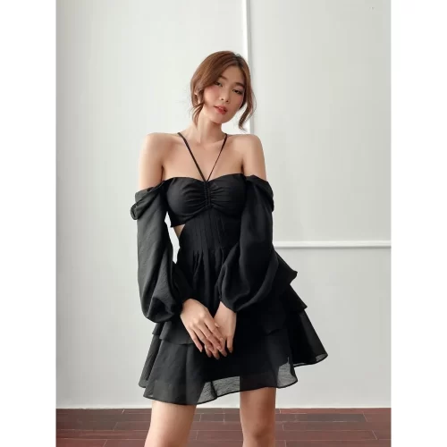 Rosalie 3D Ruffle Mini Dress_LO76.7_LOLA Brand_เดรสหงส์ดอกไม้ 3 มิติ – Rosalie Dress – Lola Vietnam อ่อนโยน เซ็กซี่ และมีเสน่ห์