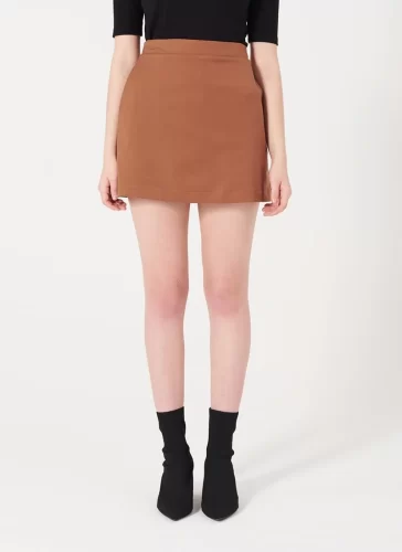 Skittin Brown Short A Line Skirt_MI100.16_Miki Classic Brand_Skittin สีน้ำตาล เดรสสั้นทรงเอ