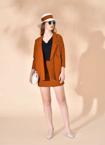 Skittin Orange Short A Line Skirt_MI100.7_Miki Classic Brand_ชุดเดรส Earth Orange Skittin