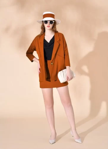 Skittin Orange Short A Line Skirt_MI100.7_Miki Classic Brand_ชุดเดรส Earth Orange Skittin