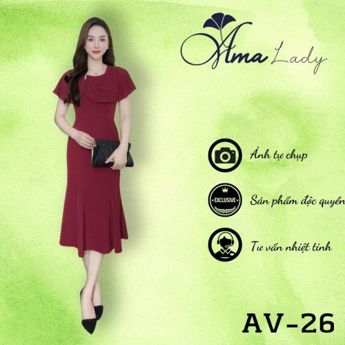 Puff Sleeve Trumpet Dress_AV-26_Amalady Brand