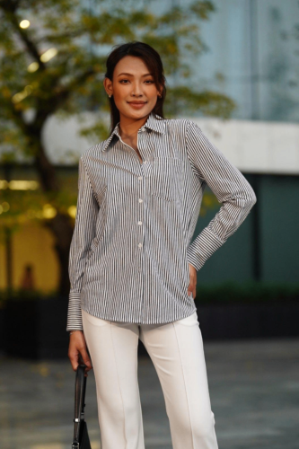 Bato Striped Shirt _MO103.9_Motoko Brand_Motoko Bato – เสื้อลายทาง