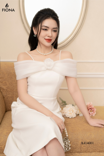 Flared Off The Shoulder Midi Dress_FI88.10_FIONA Brand_เดรสบานสายสะพายต่ำ2ข้าง