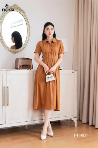 Short Sleeve Flared SilkHouse Dress_FI88.5_FIONA Brand_ชุดเดรสบานแขนสไตล์เยอรมันโบราณ วัสดุผ้าไหมเกาหลีคุณภาพสูง