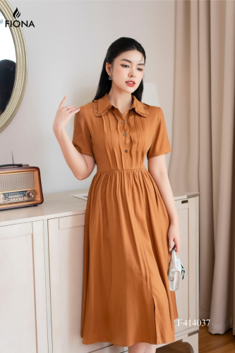 Short Sleeve Flared SilkHouse Dress_FI88.5_FIONA Brand_ชุดเดรสบานแขนสไตล์เยอรมันโบราณ วัสดุผ้าไหมเกาหลีคุณภาพสูง