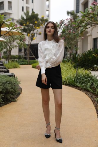 Tulip Silk Crepe Shirt _MO103.13_Motoko Brand_เสื้อเชิ้ตผ้าไหมเครปญี่ปุ่นคอปก II