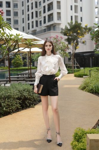 Tulip Silk Crepe Shirt _MO103.13_Motoko Brand_เสื้อเชิ้ตผ้าไหมเครปญี่ปุ่นคอปก II