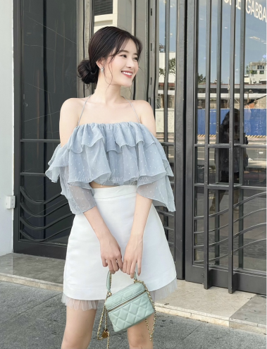 Tappta Skirt_FL131.12_FLANE Brand_กระโปรงผ้าลูกไม้สีขาว