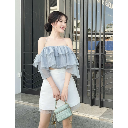 Tappta Skirt_FL131.12_FLANE Brand_กระโปรงผ้าลูกไม้สีขาว