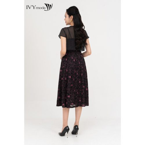 Viscose Floral Pattern Midi Dress_IV115.1_IVY MODA Brand_ชุดวิสโคสเดรส