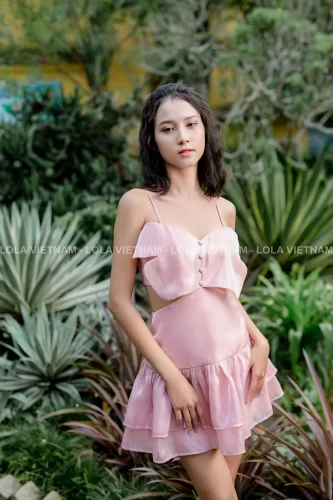 Pink Mini Dress_LO76.17_LOLA Brand_ชุดเดรสผีเสื้อสีชมพู