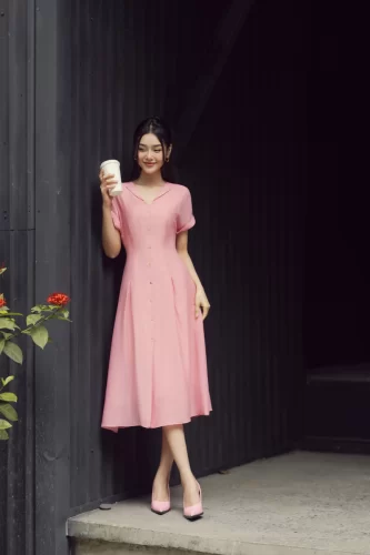 Sight Spring Silk Midi Dress_IV115.17_IVY MODA Brand_ชุดเดรส MIDI LIGHT SPRING – ชุดเดรสผ้าไหมโบราณ