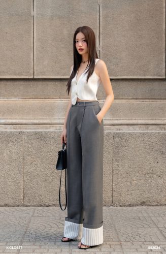 Set_GHILE TOP+GREY TROUSER PANT_KC020+Q2002_K CLOSET Brand