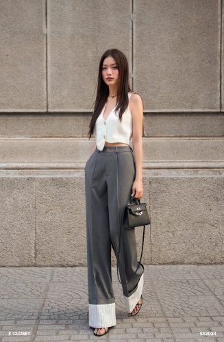 Set_GHILE TOP+GREY TROUSER PANT_KC020+Q2002_K CLOSET Brand