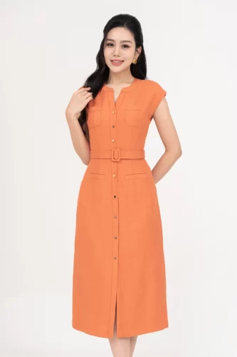 Orange Eyed A Line Midi Dress_IV115.18_IVY MODA Brand_ORGANE EYED MIDI – ชุดเดรสทรงเอมีสไตล์