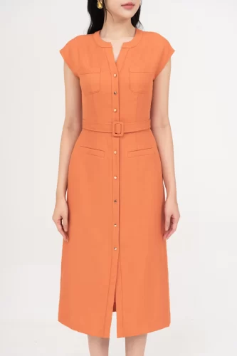 Orange Eyed A Line Midi Dress_IV115.18_IVY MODA Brand_ORGANE EYED MIDI – ชุดเดรสทรงเอมีสไตล์