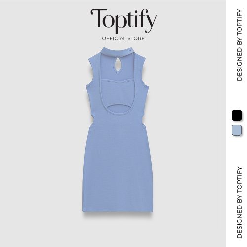 Soleil Short Body Dress_DT32_TOPTIFY Brand _บอดี้สูทผู้หญิง คัตเอาท์ เดรสเกาะอก Soleil Dress