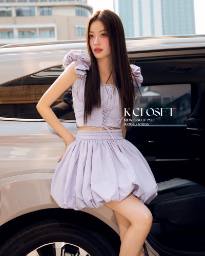 Purple Set (TOP +MINI SKIRT)_A1004+V1005_K CLOSET Brand