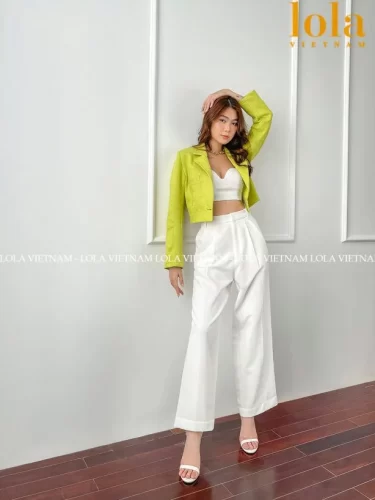 Linen Suit Set_Vest+Pants_LO76.9_LOLA Brand_เสื้อกั๊กลินินสีน้ำเงินและสีขาวพร้อมชุดหรูหรา