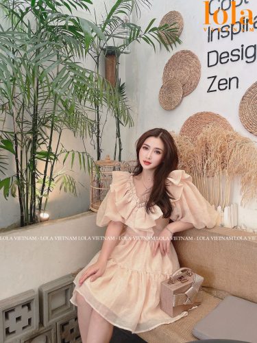 Princess Babydoll_LO76.10_LOLA Brand_ชุดเดรสตุ๊กตาทารกสีเรียบสไตล์เจ้าหญิง