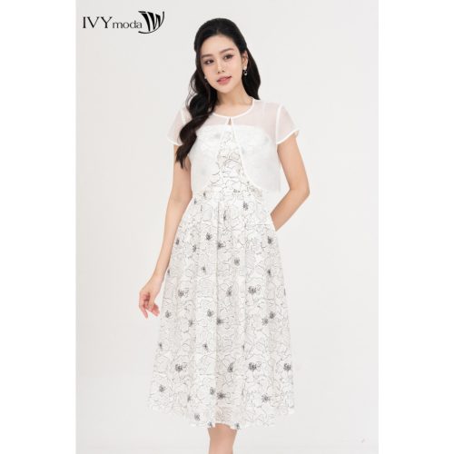 Viscose Floral Pattern Midi Dress_IV115.1_IVY MODA Brand_ชุดวิสโคสเดรส