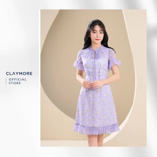 Flared Midi Dress_CDX2S3C02716_Claymore Fashion Brand_Váy Đầm Xòe Ngang Gối