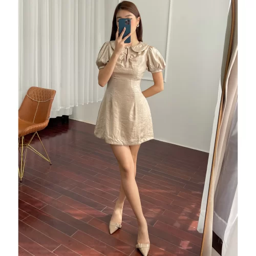 Peter Pan Puff Sleeve A Line Mini Dress_LO76.11_LOLA Brand_โลตัส-สร้อยคอ