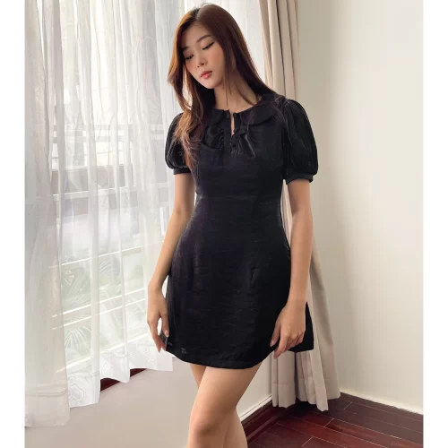 Peter Pan Puff Sleeve A Line Mini Dress_LO76.11_LOLA Brand_โลตัส-สร้อยคอ