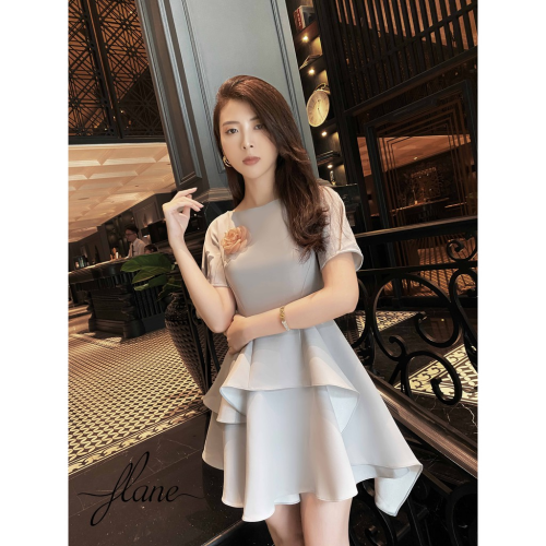 Grey Tiered Mini Dress_FL131.17_FLANE Brand_ชุดเดรสสีเทา