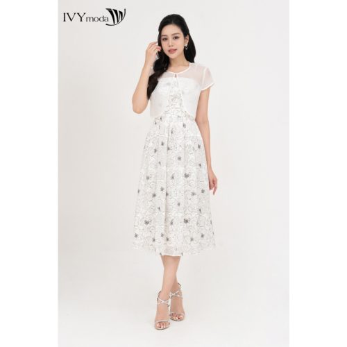 Viscose Floral Pattern Midi Dress_IV115.1_IVY MODA Brand_ชุดวิสโคสเดรส