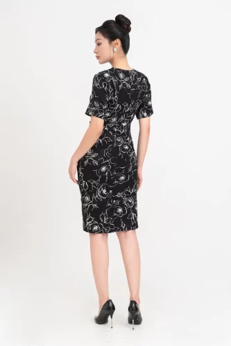 Floral Pattern Tie Bow Midi Dress_IV115.5_IVY MODA Brand_ชุดเดรสลายผูกโบว์