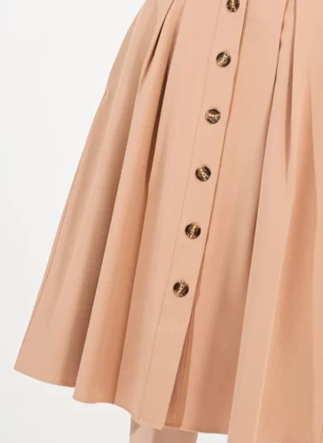 Nude Midi Skirt_MI100.14_Miki Classic Brand_ชุดเดรส Midi ปุ่มปุ่มเปลือย