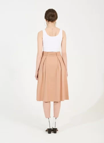 Nude Midi Skirt_MI100.14_Miki Classic Brand_ชุดเดรส Midi ปุ่มปุ่มเปลือย