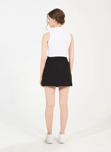 Skittin Black Short A Line Skirt_MI100.11_Miki Classic Brand_ชุดเดรสสั้นทรงเอสีดำ Skittin