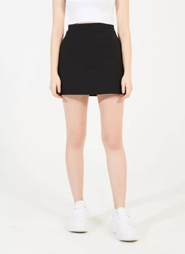 Skittin Black Short A Line Skirt_MI100.11_Miki Classic Brand_ชุดเดรสสั้นทรงเอสีดำ Skittin