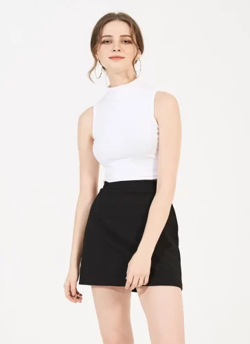 Skittin Black Short A Line Skirt_MI100.11_Miki Classic Brand_ชุดเดรสสั้นทรงเอสีดำ Skittin