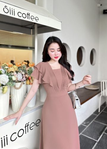 Puff Sleeve Flared Midi Dress_AV-12_Amalady Brand