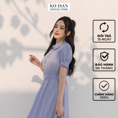 Puff Sleeve House Dress_21056686_KOISAN Brand_ ชุดเดรสผู้หญิงออฟฟิศ ดีไซน์เสื้อเชิ้ตคอปกแบบเยอรมันอันหรูหราและแขนพัฟ