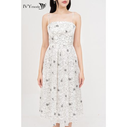 Viscose Floral Pattern Midi Dress_IV115.1_IVY MODA Brand_ชุดวิสโคสเดรส