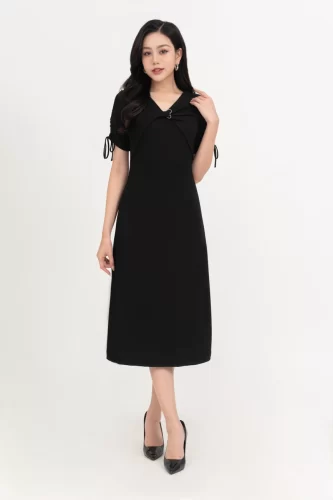 V Neck Midi Dress_IV115.6_IVY MODA Brand_ชุดเดรสสไตล์โบราณ