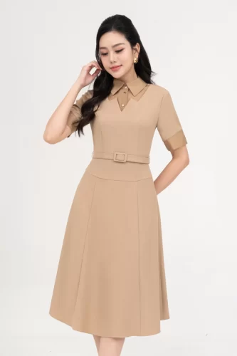 Rayon Midi Dress With Belt_IV115.13_IVY MODA Brand_PURE DRESS – ชุดเดรสเรยอนเยอรมันโบราณพร้อมเข็มขัด