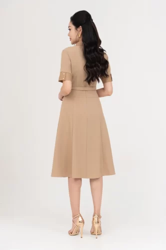 Rayon Midi Dress With Belt_IV115.13_IVY MODA Brand_PURE DRESS – ชุดเดรสเรยอนเยอรมันโบราณพร้อมเข็มขัด