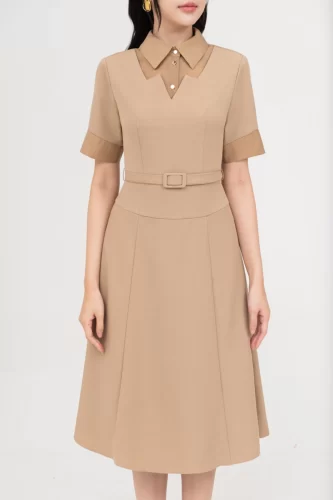 Rayon Midi Dress With Belt_IV115.13_IVY MODA Brand_PURE DRESS – ชุดเดรสเรยอนเยอรมันโบราณพร้อมเข็มขัด