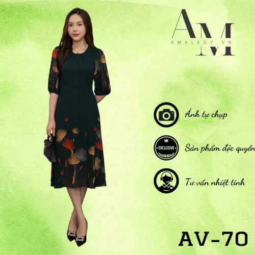 Half Sleeve Floral Pattern Flared Midi Dress_AV-70_Amalady Brand