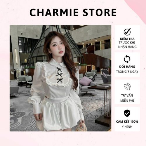 Crew Neck Silk Shirt Tie Bow With Two Color_CH67.5_Charmie Brand_ เสื้อเชิ้ตไหมดิบคอกลมผูกโบว์ 2 สีฮิตสุดฮอต สวมใส่ง่ายสำหรับผู้หญิง