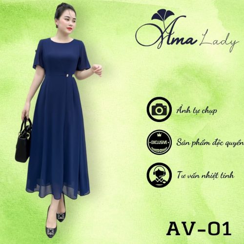 Crew Neck Short Sleeve Tie Wais Midi Dress_AV-01_Amalady Brand